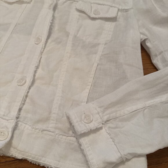 Tommy Bahama Women’s Jacket White Linen Two Palms Raw Edge $138 MSRP w/ GB logo - Picture 4 of 10